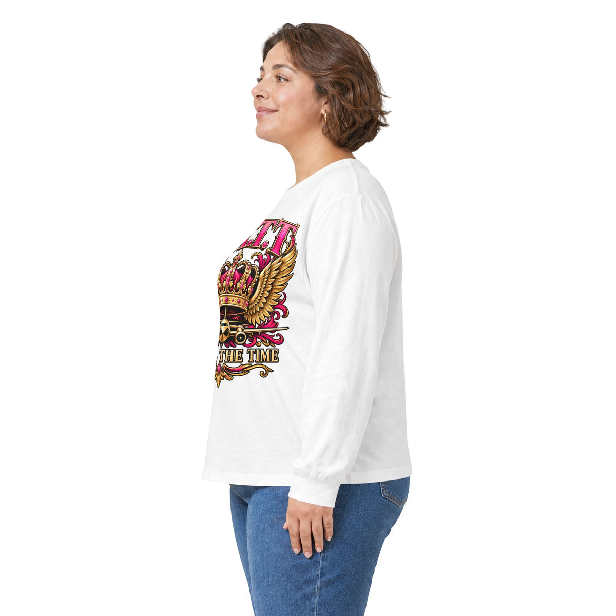 F.A.T.T Women’s Pink & Gold Crown Graphic Long Sleeve