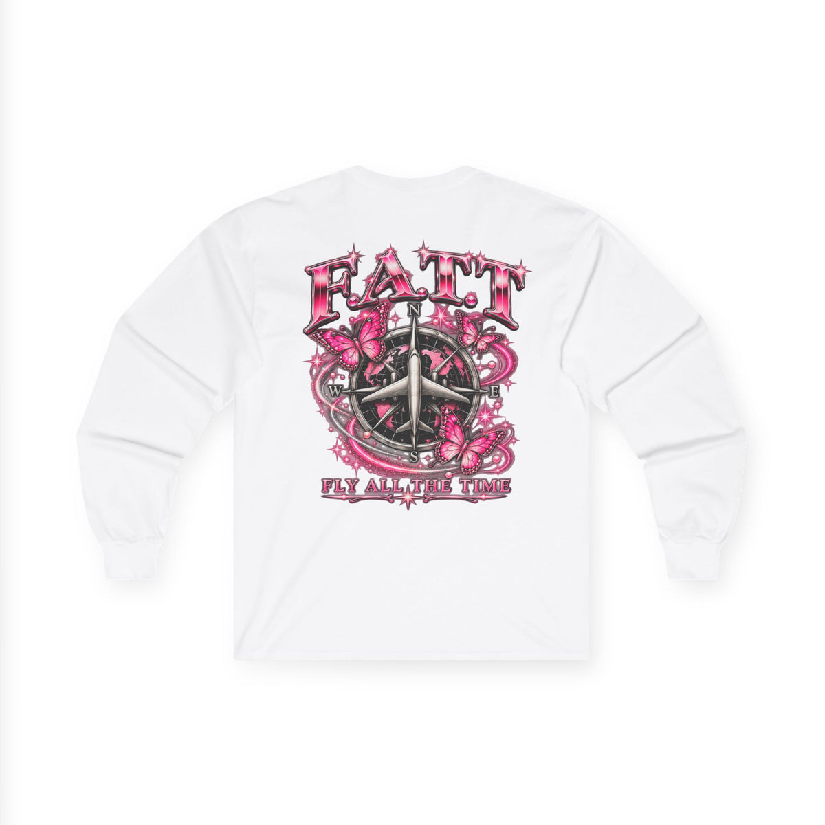 F.A.T.T Women’s Pink Butterfly Graphic Long Sleeve