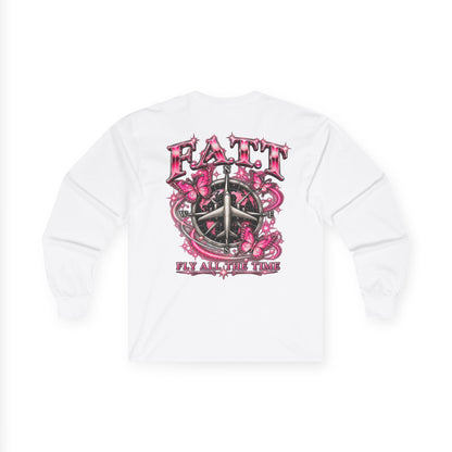 F.A.T.T Women’s Pink Butterfly Graphic Long Sleeve