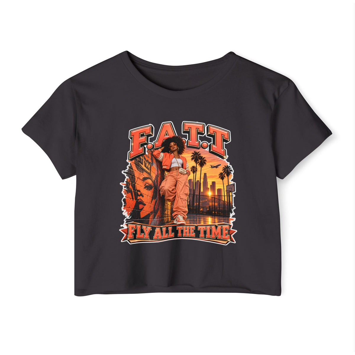 F.A.T.T Women's Coral Sunset Graphic Crop Top