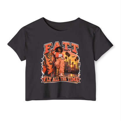 F.A.T.T Women's Coral Sunset Graphic Crop Top