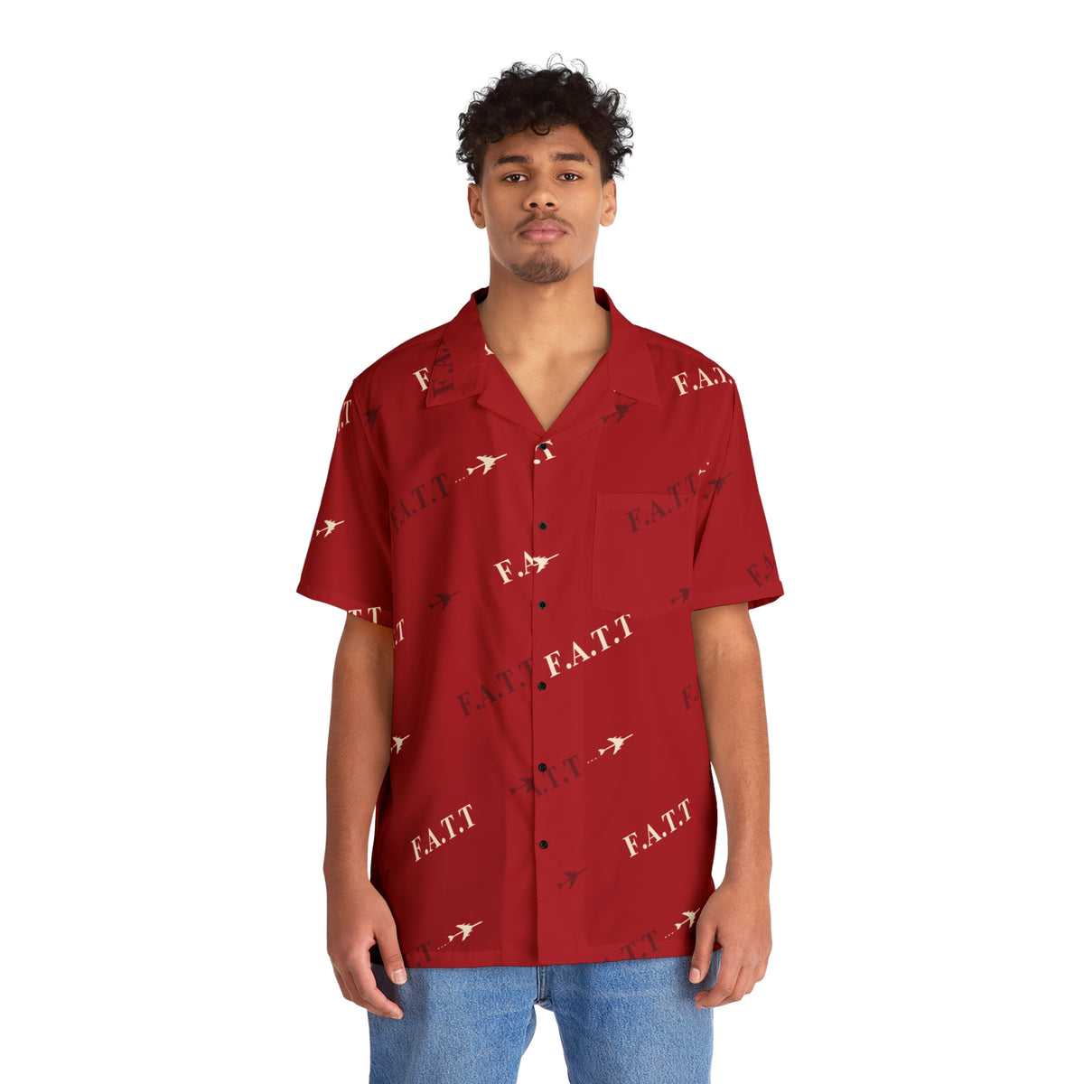 F.A.T.T Flight Monogram Button-Up — Red / Ivory