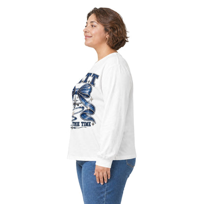 F.A.T.T Women’s Denim Bow Graphic Long Sleeve