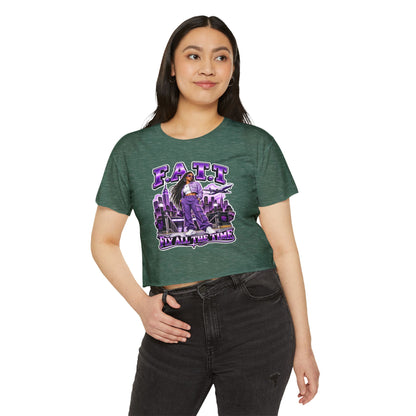 F.A.T.T Women's Purple Skyline Graphic Crop Top