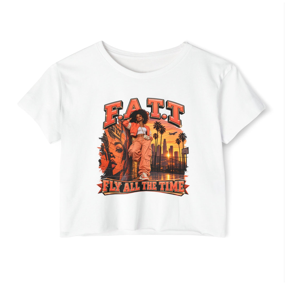 F.A.T.T Women's Coral Sunset Graphic Crop Top