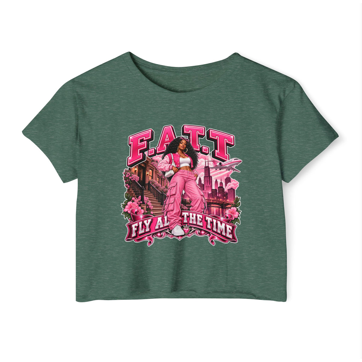 F.A.T.T Women's Pink City Graphic Crop Top