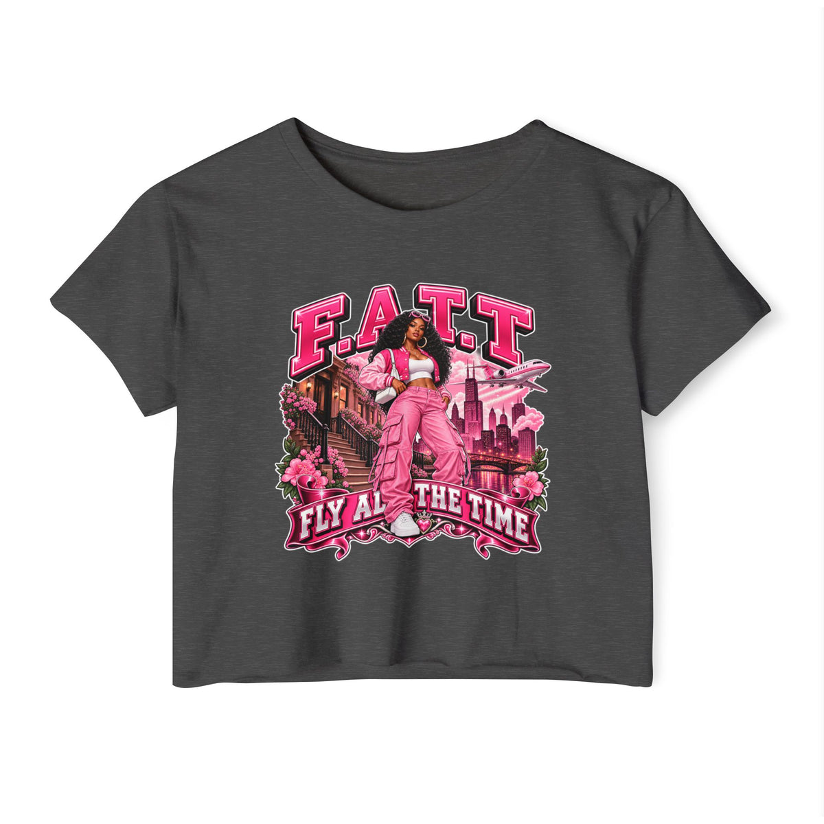 F.A.T.T Women's Pink City Graphic Crop Top