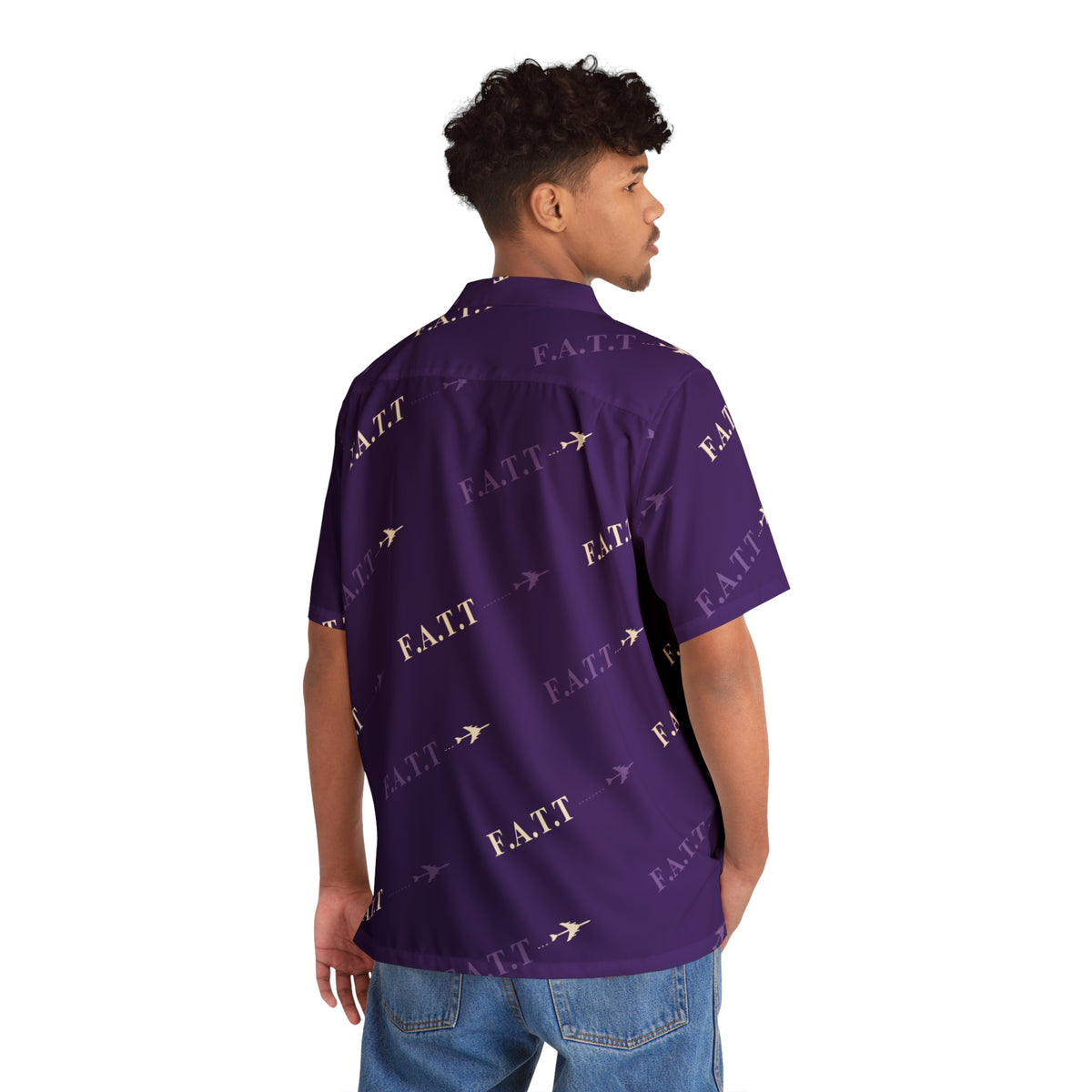 F.A.T.T Flight Monogram Button-Up — Purple / Ivory