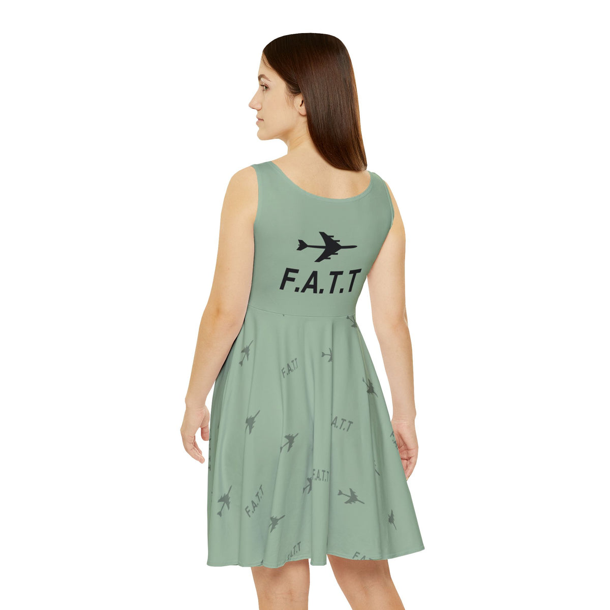 F.A.T.T Women's Flight Skater Dress — Sage / Black