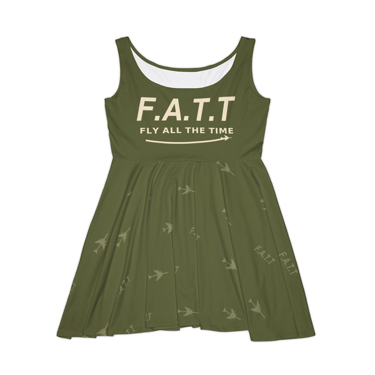F.A.T.T Women's Flight Skater Dress — Olive / Cream