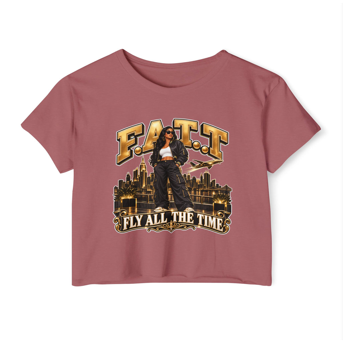 F.A.T.T Women's Gold City Graphic Crop Top