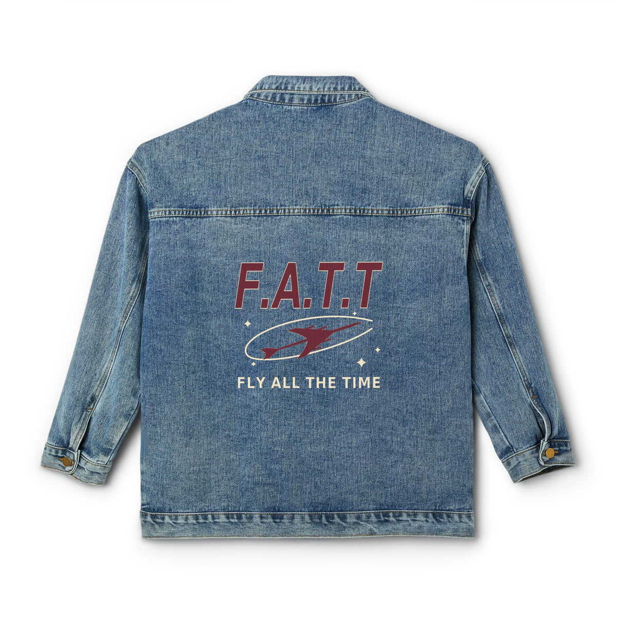 F.A.T.T Women's Flight Denim Jacket — Burgundy / Cream