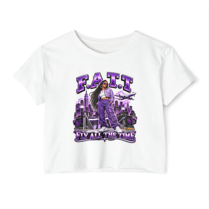 F.A.T.T Women's Purple Skyline Graphic Crop Top