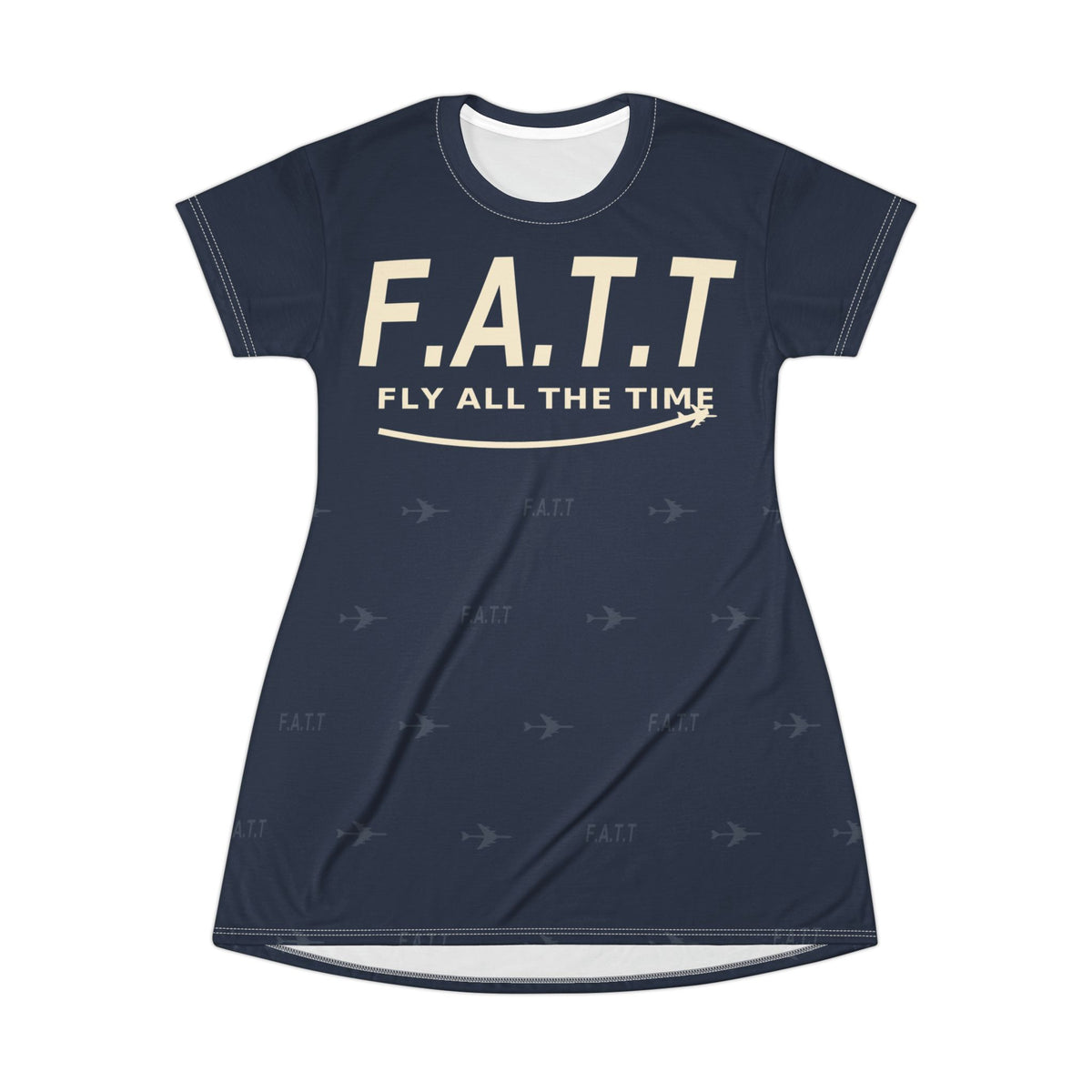 F.A.T.T Women's Flight T-Shirt Dress — Navy / Cream