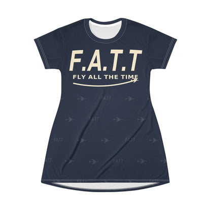F.A.T.T Women's Flight T-Shirt Dress — Navy / Cream