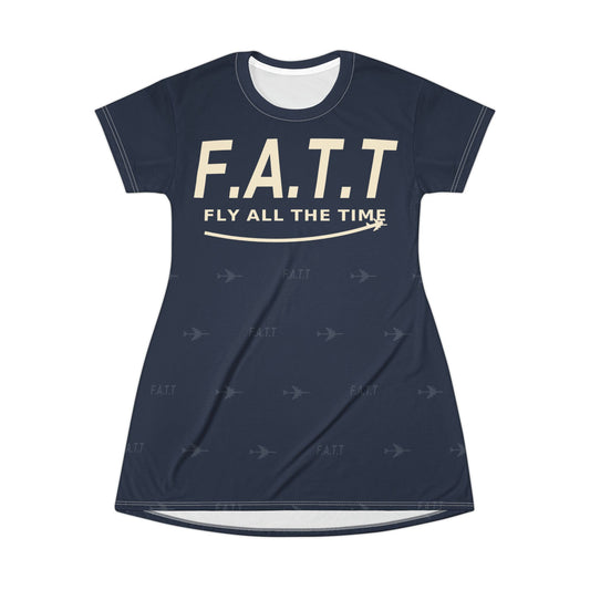 F.A.T.T Women's Flight T-Shirt Dress — Navy / Cream