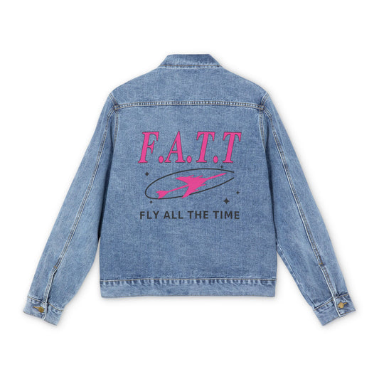 F.A.T.T Men's Flight Denim Jacket — Hot Pink / Black
