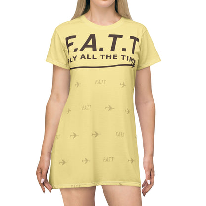 F.A.T.T Women's Flight T-Shirt Dress — Butter Yellow / Chocolate