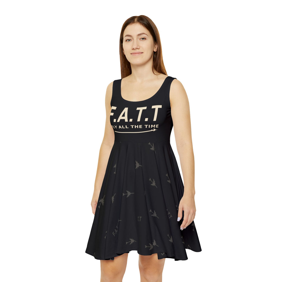 F.A.T.T Women's Flight Skater Dress — Jet Black / Cream