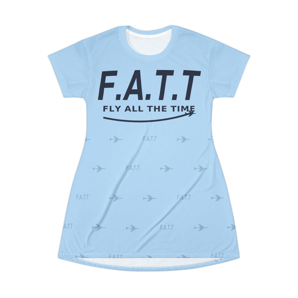 F.A.T.T Women's Flight T-Shirt Dress — Sky Blue / Navy
