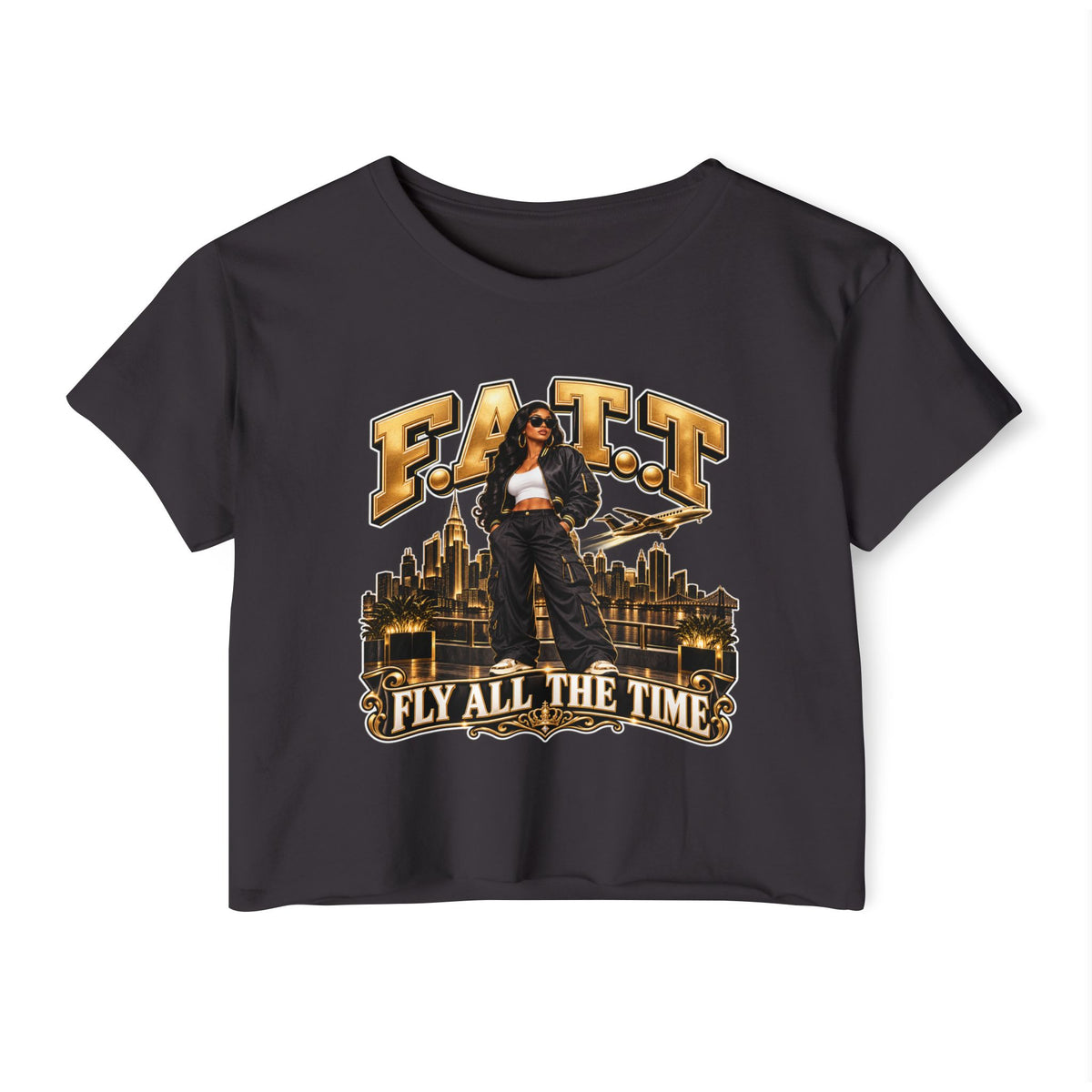 F.A.T.T Women's Gold City Graphic Crop Top