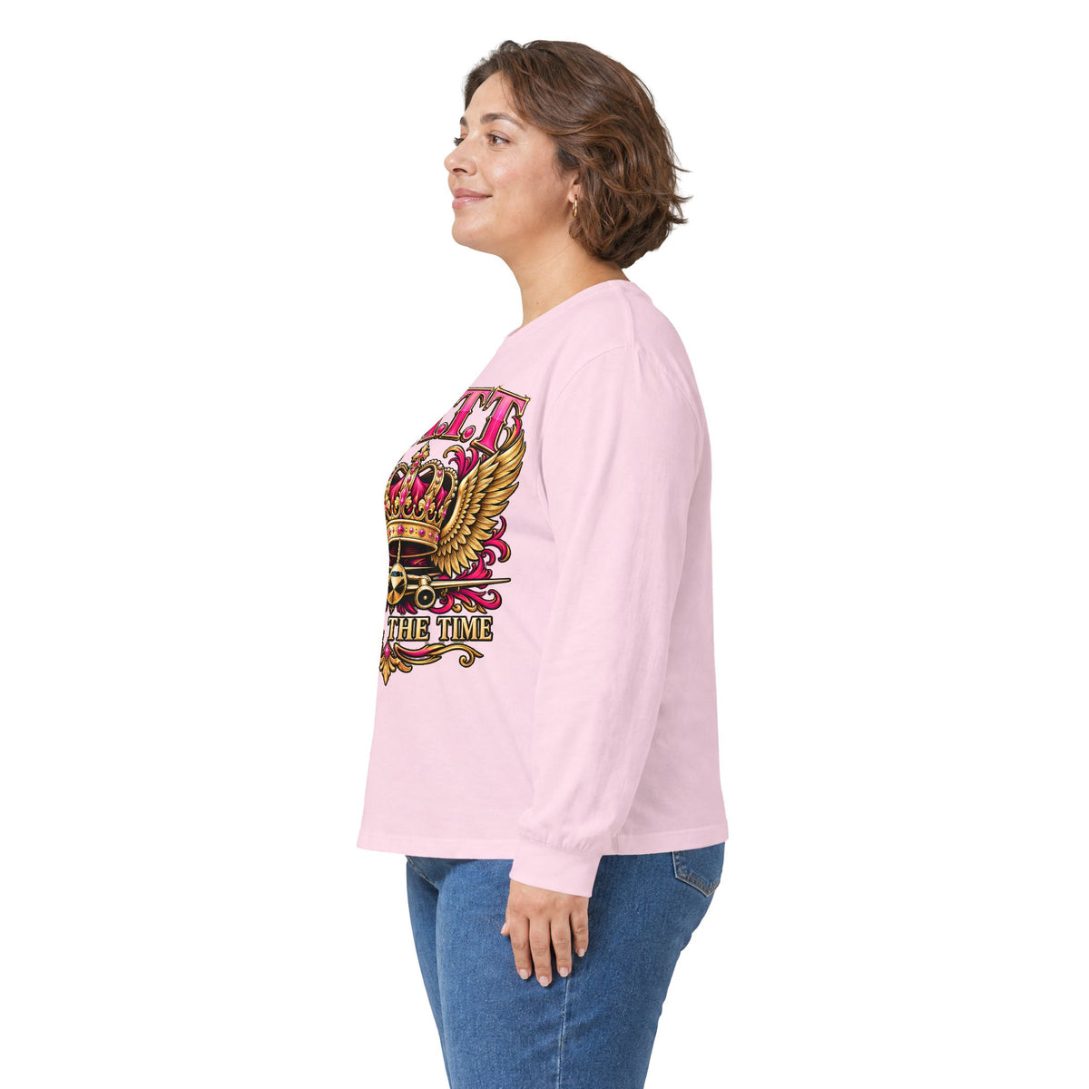 F.A.T.T Women’s Pink & Gold Crown Graphic Long Sleeve