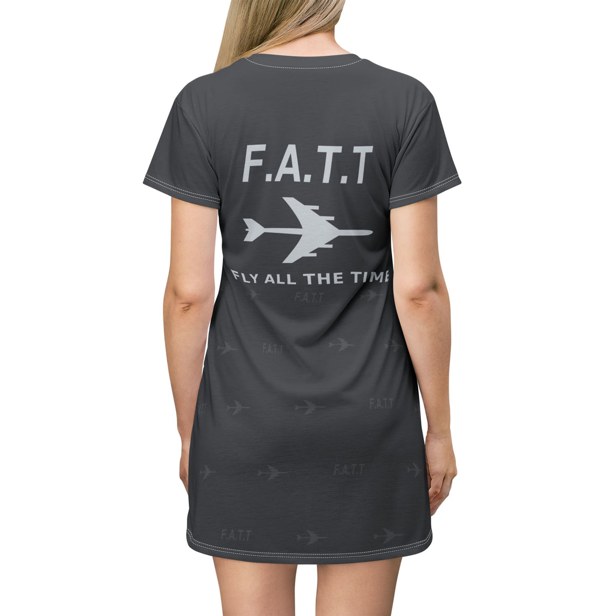 F.A.T.T Women's Flight T-Shirt Dress — Charcoal / Silver