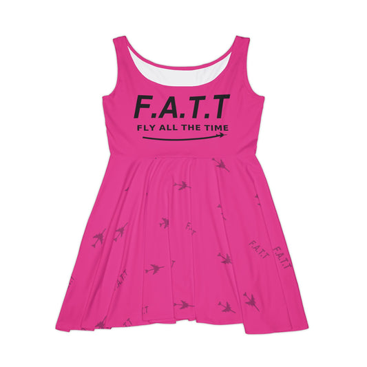 F.A.T.T Women's Flight Skater Dress — Hot Pink / Black