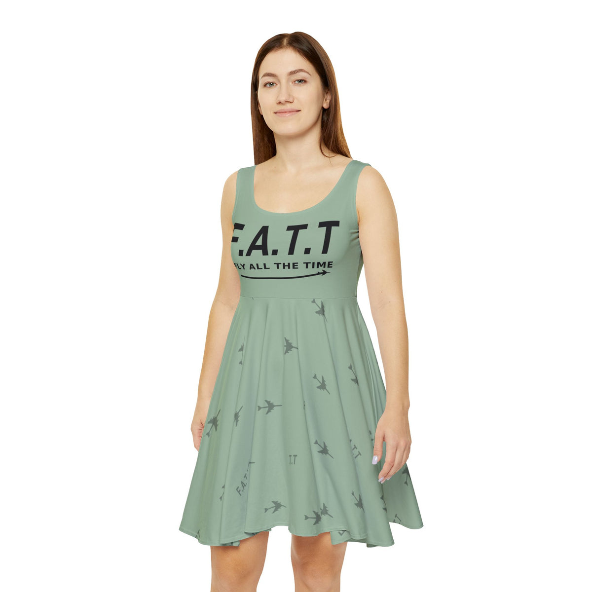 F.A.T.T Women's Flight Skater Dress — Sage / Black