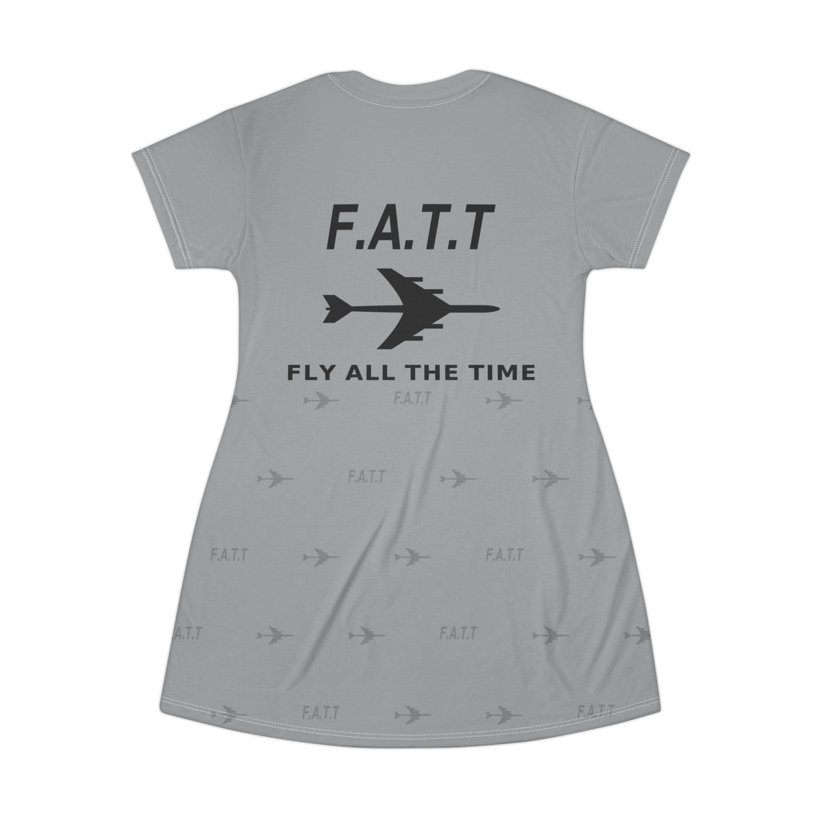 F.A.T.T Women's Flight T-Shirt Dress — Heather Gray / Black