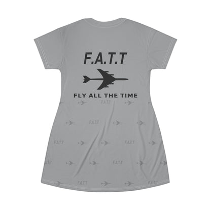 F.A.T.T Women's Flight T-Shirt Dress — Heather Gray / Black