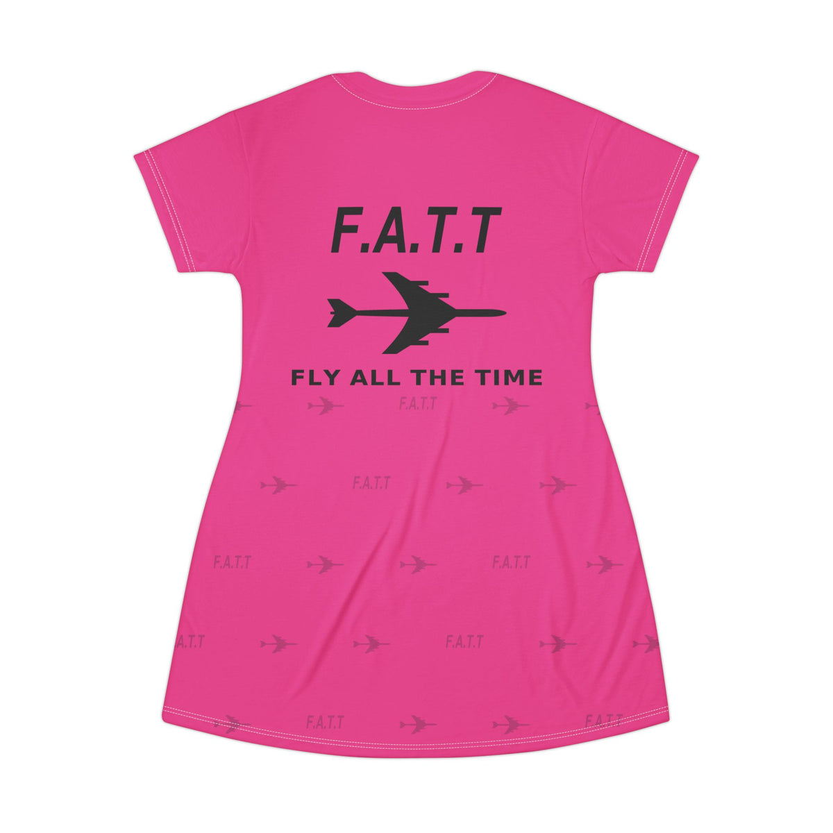 F.A.T.T Women's Flight T-Shirt Dress — Hot Pink / Black