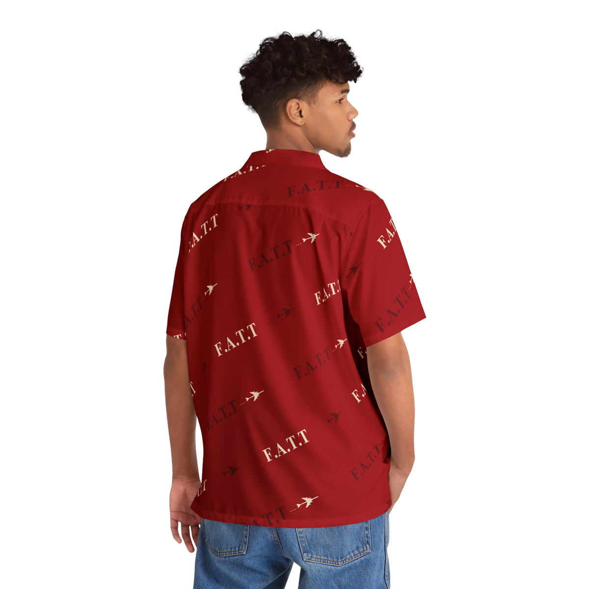 F.A.T.T Flight Monogram Button-Up — Red / Ivory