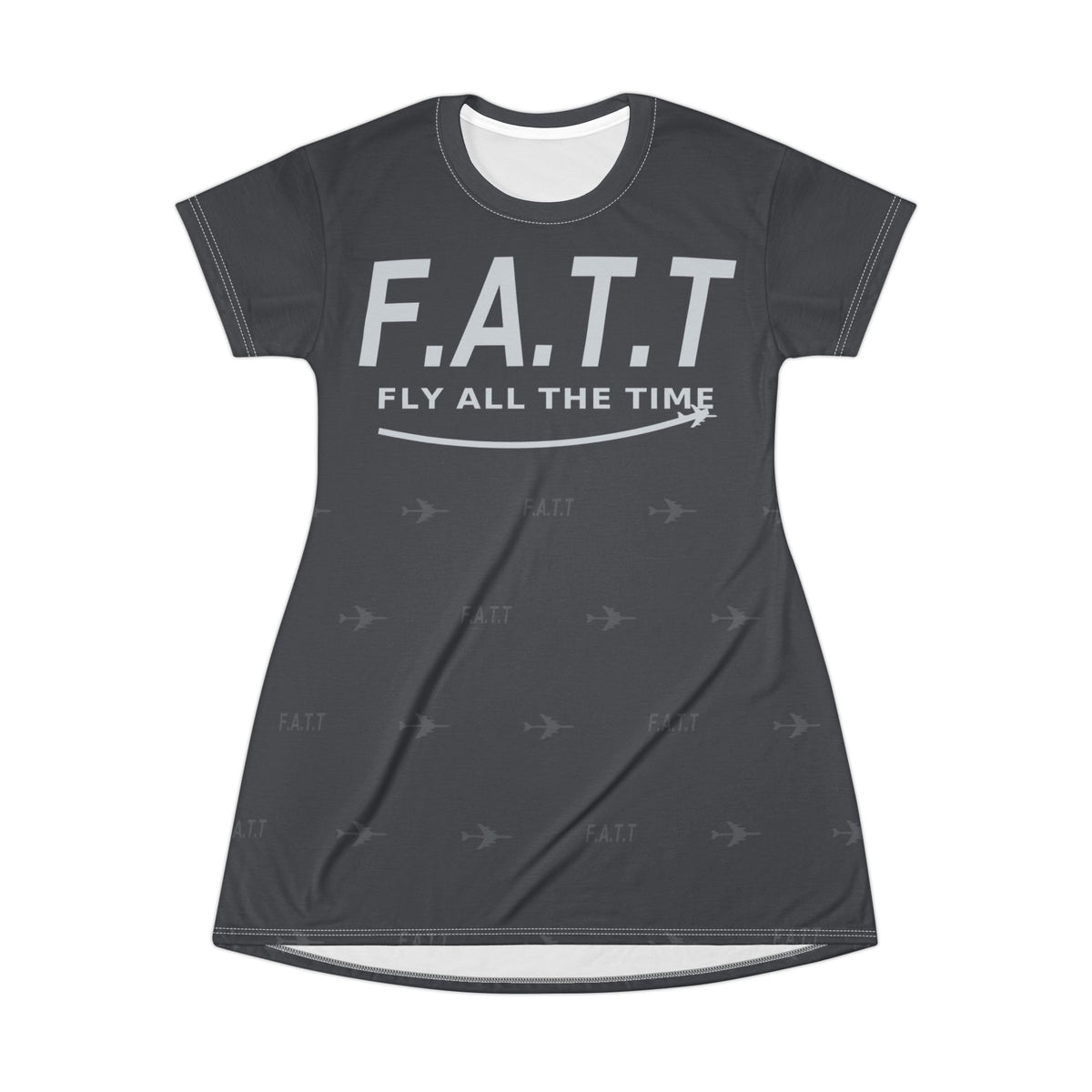 F.A.T.T Women's Flight T-Shirt Dress — Charcoal / Silver