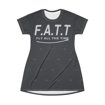 F.A.T.T Women's Flight T-Shirt Dress — Charcoal / Silver