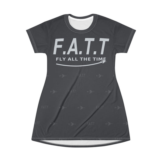 F.A.T.T Women's Flight T-Shirt Dress — Charcoal / Silver