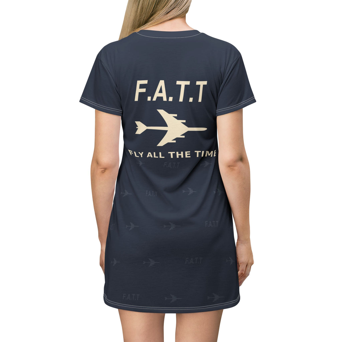 F.A.T.T Women's Flight T-Shirt Dress — Navy / Cream