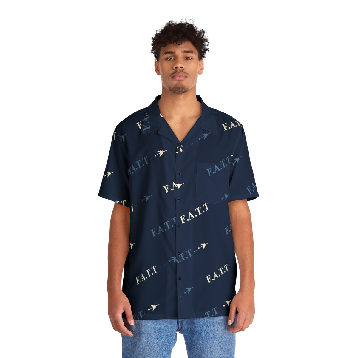 F.A.T.T Flight Monogram Button-Up — Navy / Ivory
