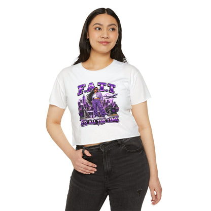 F.A.T.T Women's Purple Skyline Graphic Crop Top