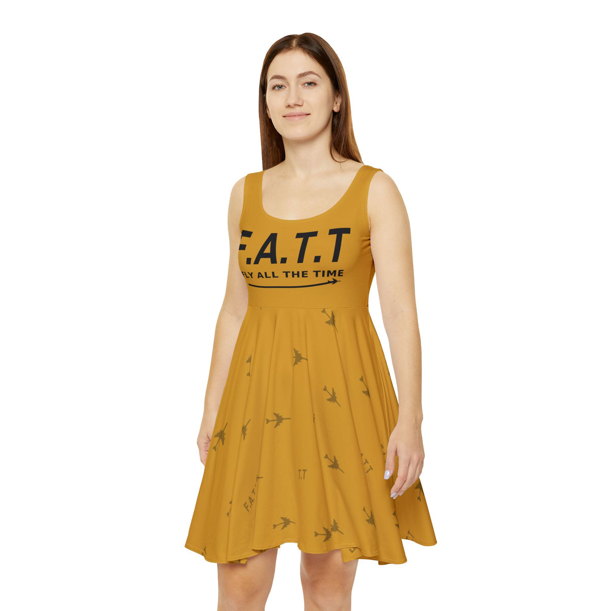 F.A.T.T Women's Flight Skater Dress — Mustard / Black