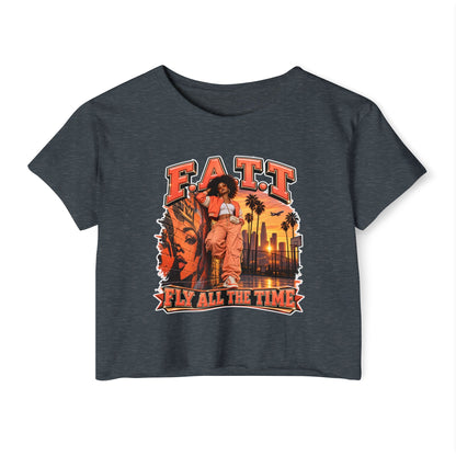 F.A.T.T Women's Coral Sunset Graphic Crop Top