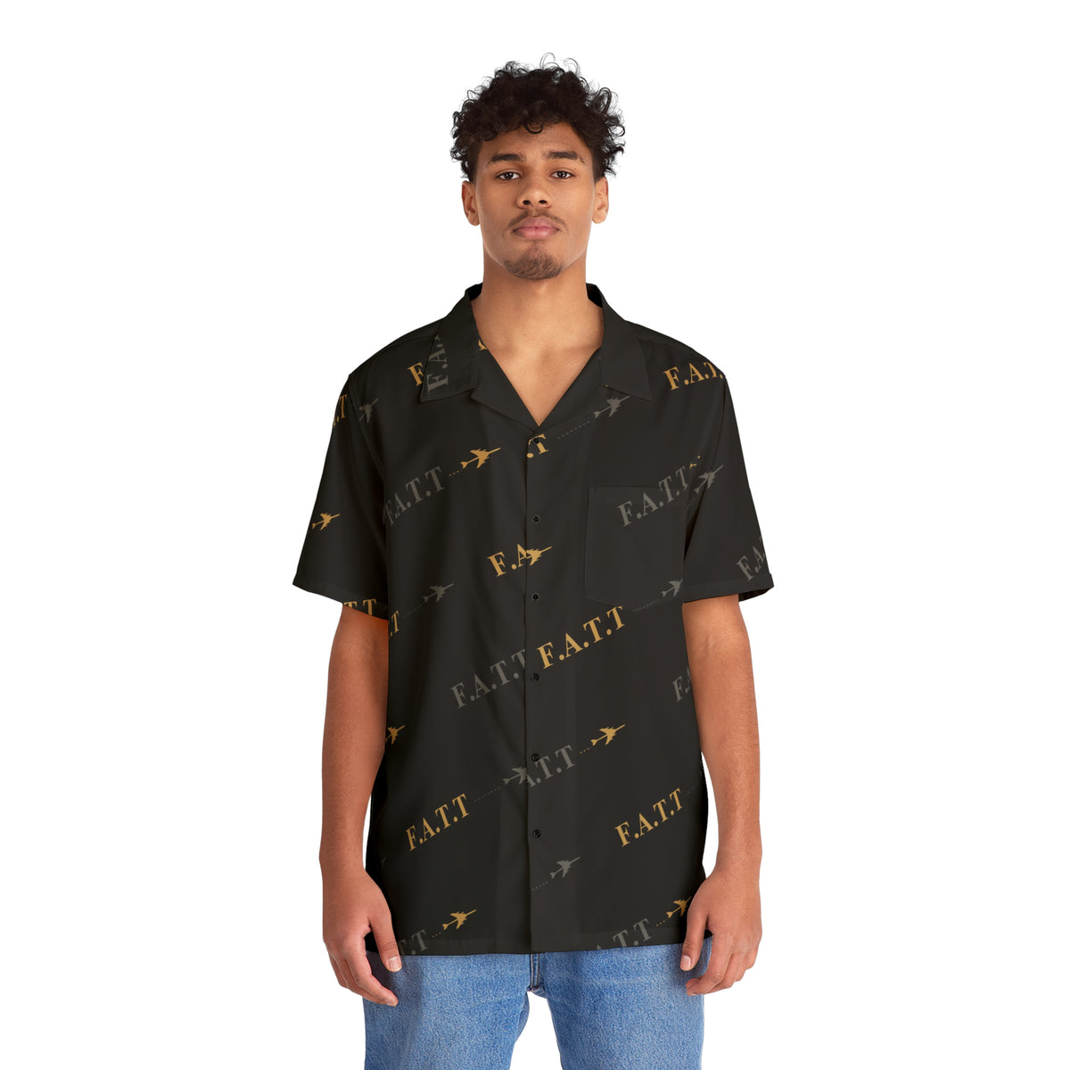 F.A.T.T Flight Monogram Button-Up — Black / Gold
