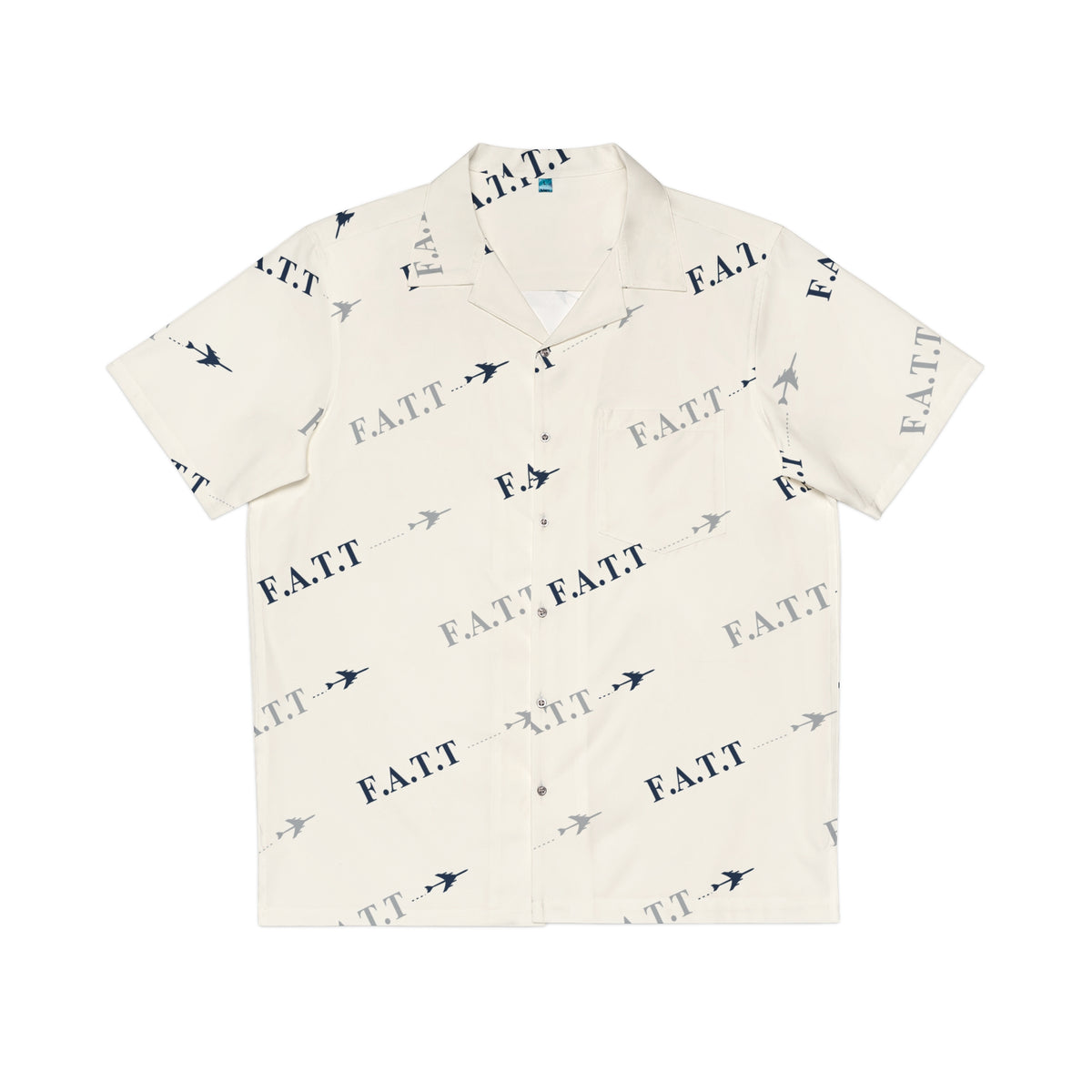 F.A.T.T Flight Monogram Button-Up — White / Navy