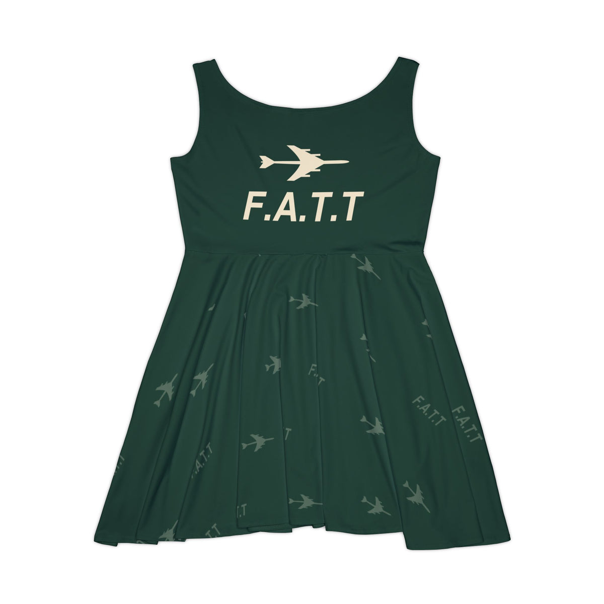 F.A.T.T Women's Flight Skater Dress — Forest Green / Cream