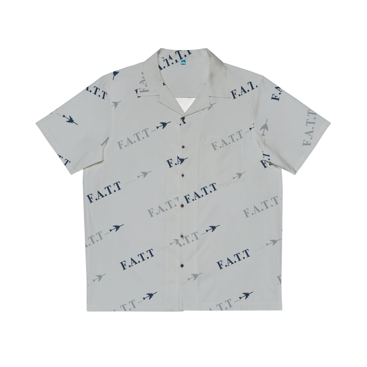 F.A.T.T Flight Monogram Button-Up — Cool Grey / Navy