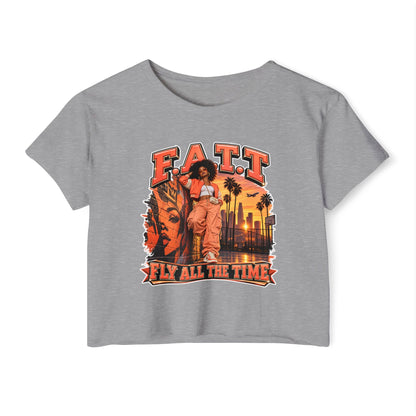 F.A.T.T Women's Coral Sunset Graphic Crop Top