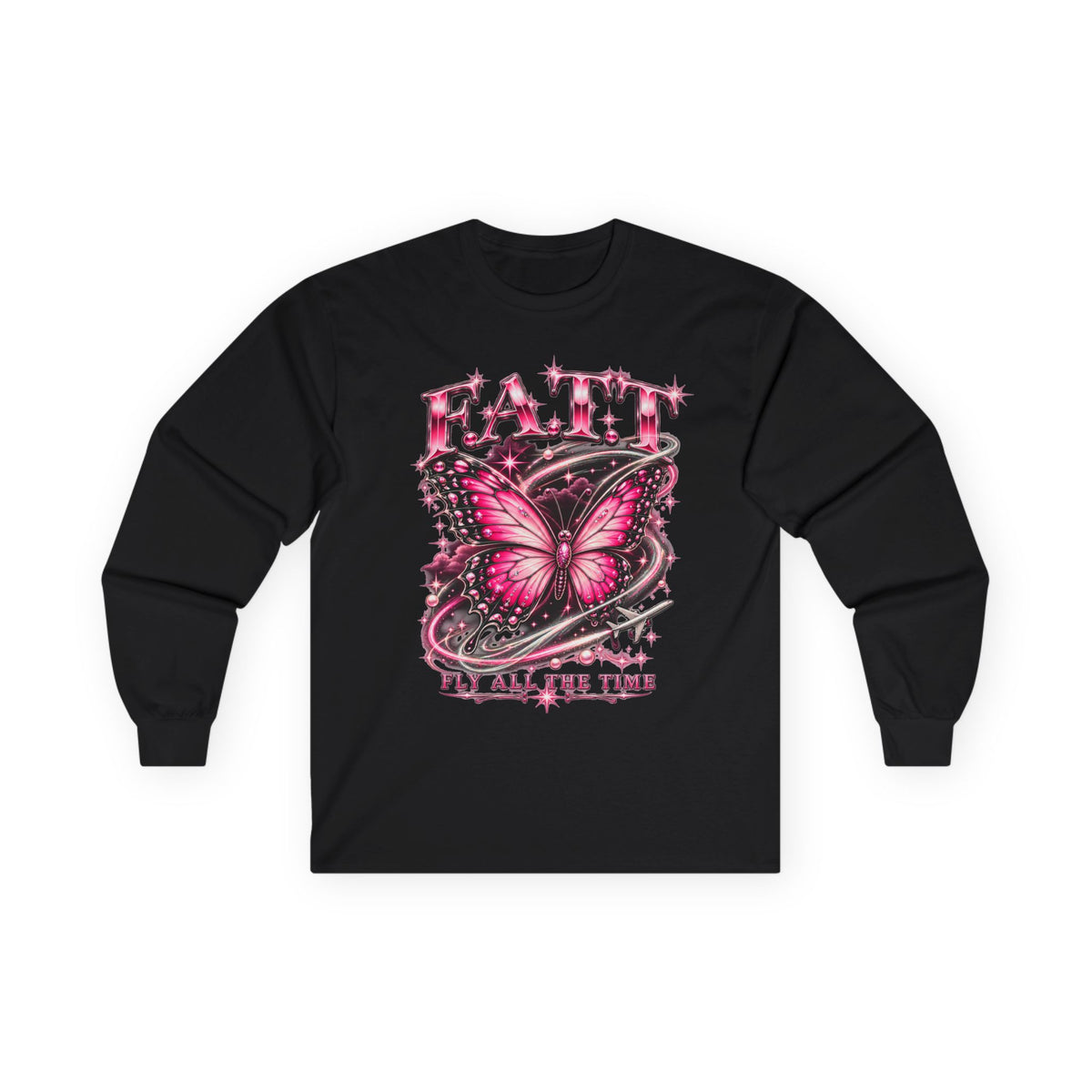 F.A.T.T Women’s Pink Butterfly Graphic Long Sleeve