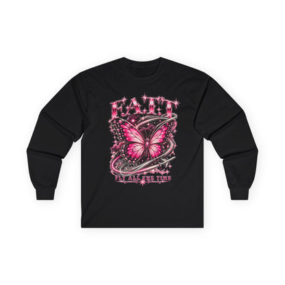 F.A.T.T Women’s Pink Butterfly Graphic Long Sleeve