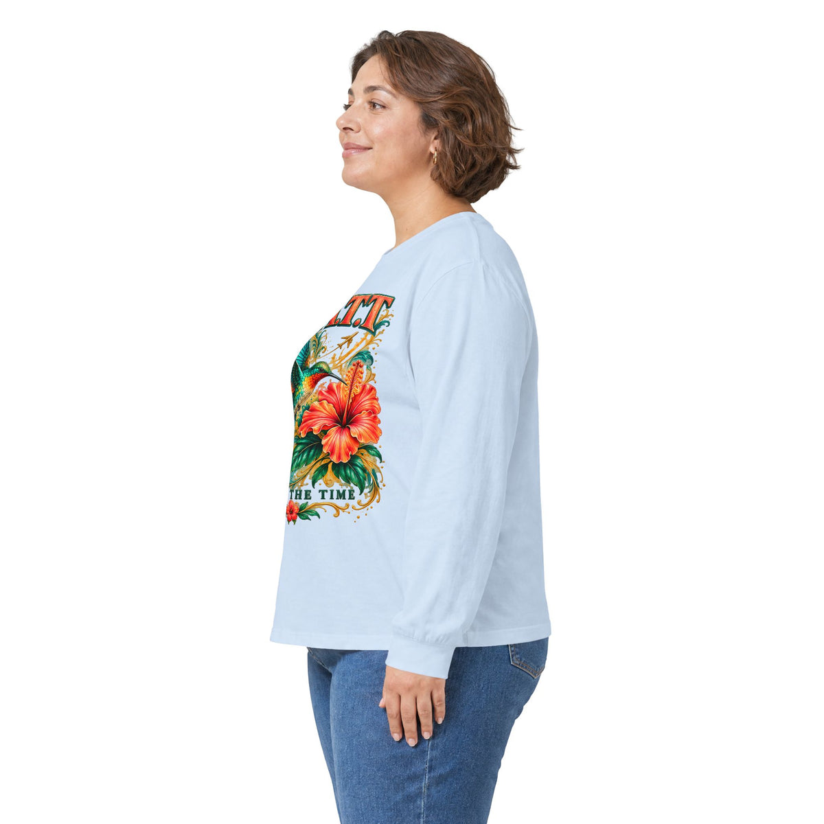 F.A.T.T Women’s Hummingbird & Hibiscus Graphic Long Sleeve