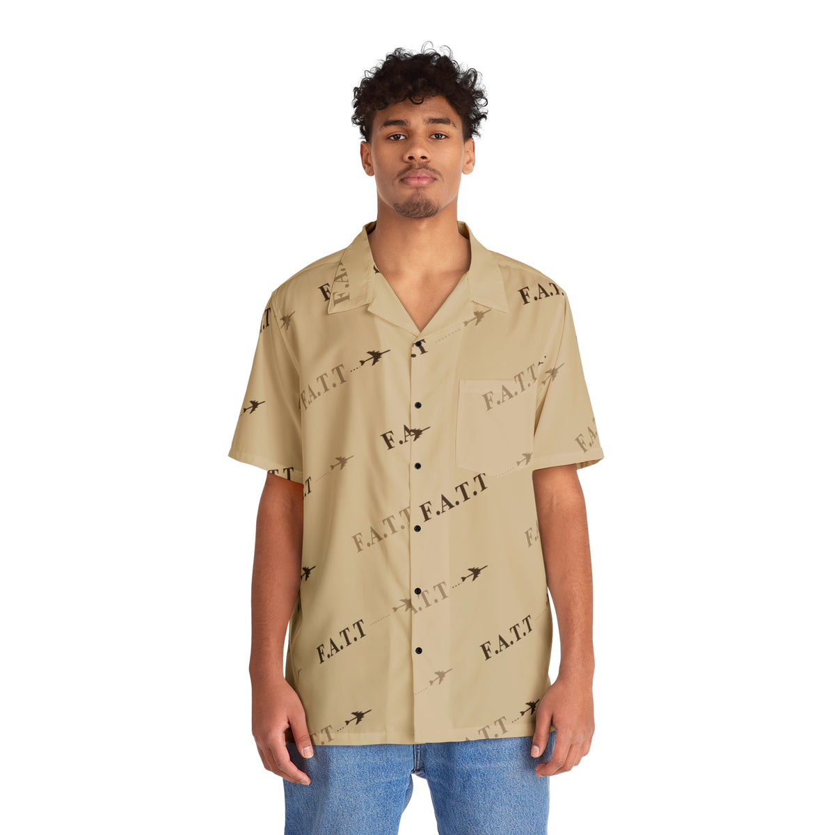 F.A.T.T Flight Monogram Button-Up — Stone / Chocolate